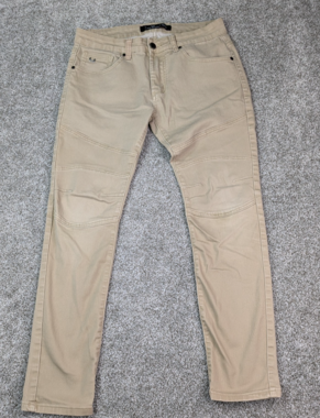 Nick Danger Jeans Pants Mens 32x30 Beige Double Knee Reinforced Moto Fashion